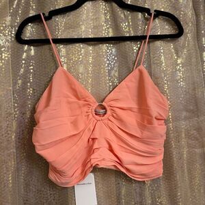 Abercrombie & Fitch Ruched Coral Pink O Ring Cropped Top Small NWT